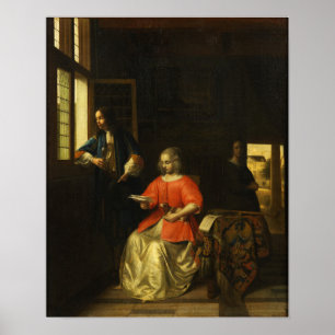Póster De Hooch - Interior Con Una Joven Leyendo Una L...
