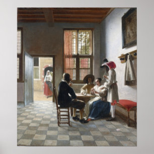 Póster De Hooch - Jugadores de Cartas en una Habitación I