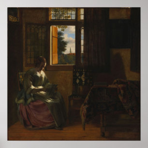 Póster De Hooch - Mujer Leyendo Una Carta 1664