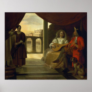 Póster De Hooch - Pareja Elegante Jugando Música, Maidser