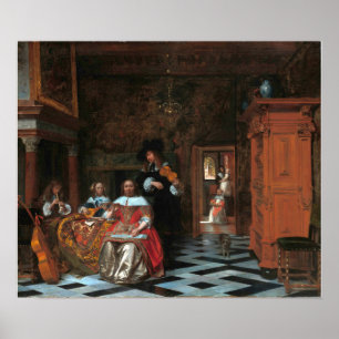 Póster De Hooch - Retrato de una familia tocando música 1