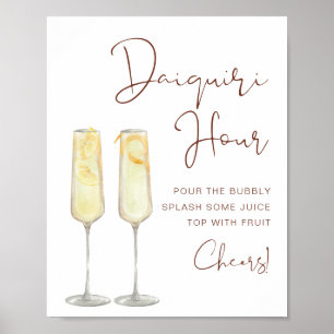Póster de hora de daiquiri nupcial bohemio con cil