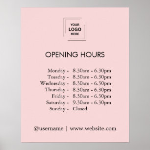 Póster de horario de apertura con logotipo de nego