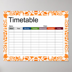 Póster de horario naranja Mandala tribal