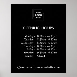 Póster de Horarios de Apertura de Logotipo de Empr