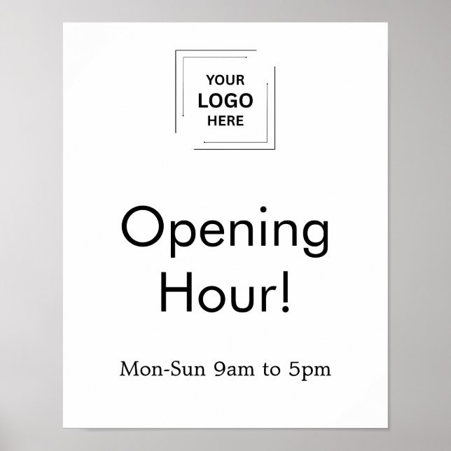 Póster de horarios de apertura de negocio Now Open (Frente)