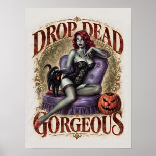 Póster de Horror de Zombi Pin-Up Impresionante