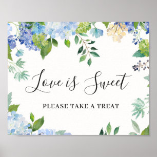 Póster de Hortensia Azul Claro El Amor es Dulce