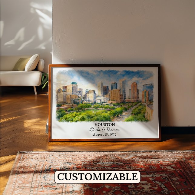 Póster de Houston Texas, Acuarela, Personalizado (Subido por el creador)