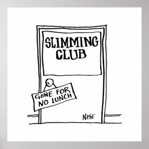 Póster de humor de la puerta del club de adelgazam