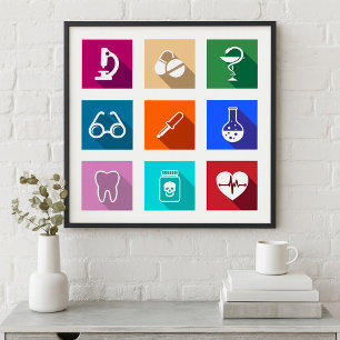 Póster de iconos médicos