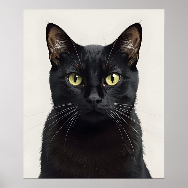 Póster de ilustración de gato negro elegante (Frente)