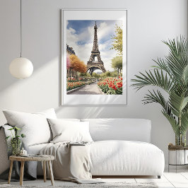 Póster de ilustración de la Torre Eiffel de París