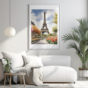 Póster de ilustración de la Torre Eiffel de París