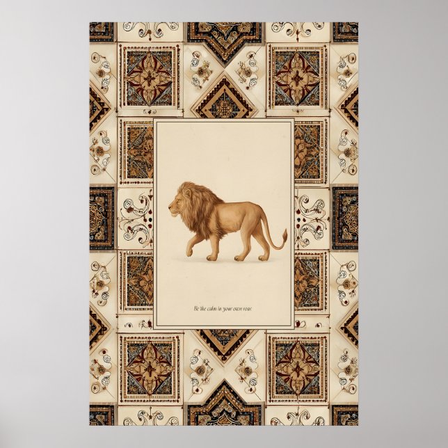 Póster de ilustración de león Arte de vida silvest (Frente)