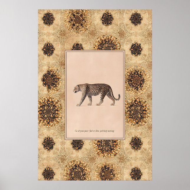 Póster de ilustración de leopardo caminando arte d (Frente)