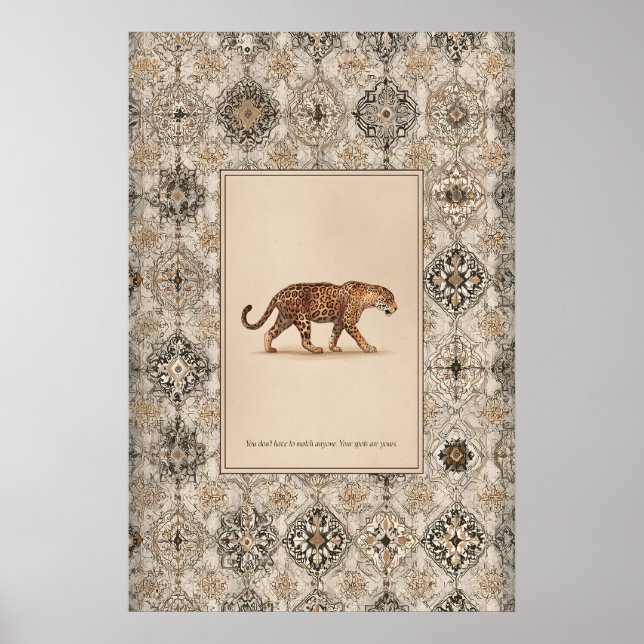 Póster de ilustración de leopardo Decoración de pa (Frente)