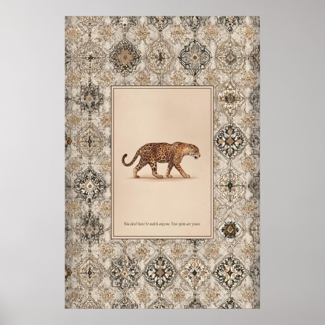Póster de ilustración de leopardo Decoración de pa (Frente)