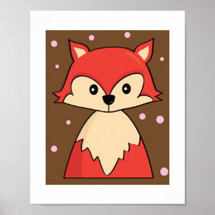 Póster de ilustración de zorro rojo del bosque