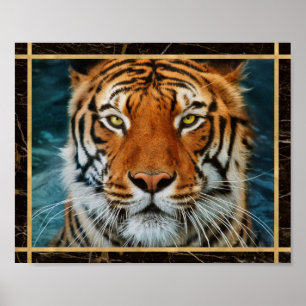 Póster de imagen fotográfica de cara de tigre con