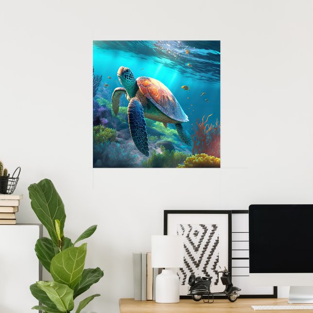 Póster de imagen personalizada de tortuga marina D (Oficina en casa)