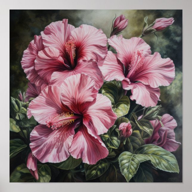 Póster de Impresión Artística de Flor de Hibisco R (Frente)