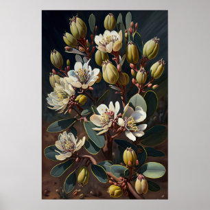 Póster de impresión artística de flor de jojoba bl