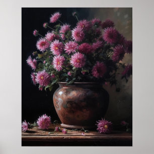 Póster de impresión artística de flores de aster r