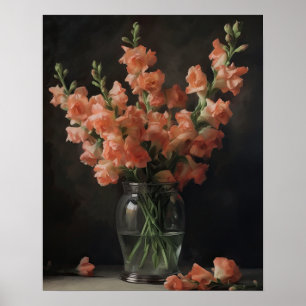 Póster de impresión artística de flores de boca de
