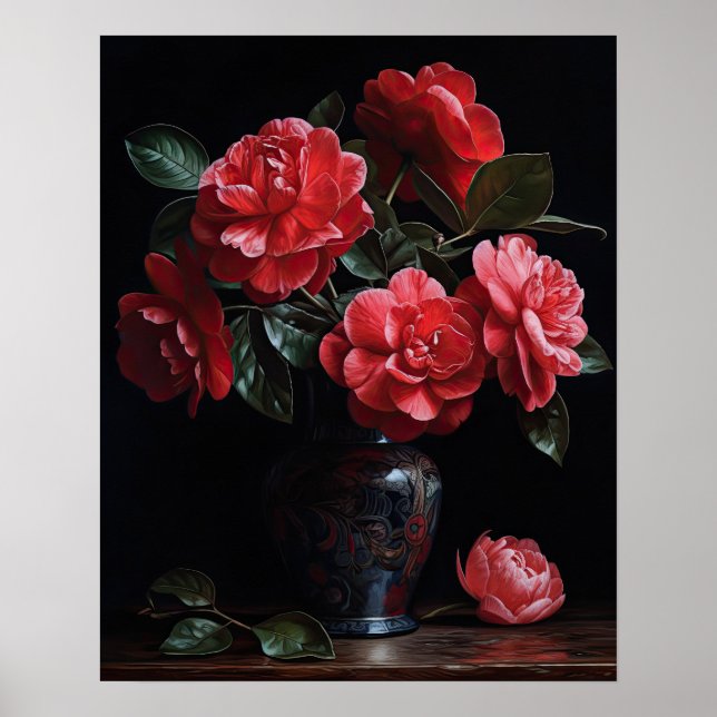 Póster de Impresión Artística de Flores de Camelia (Frente)
