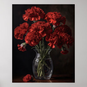 Póster de Impresión Artística de Flores de Clavel