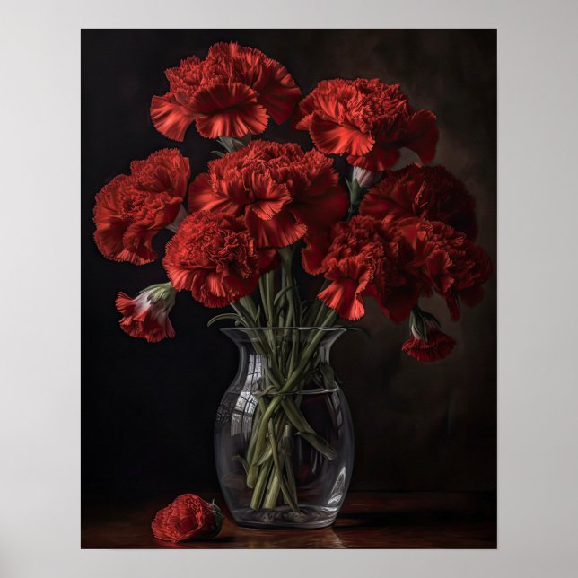 Póster de Impresión Artística de Flores de Clavel  (Frente)