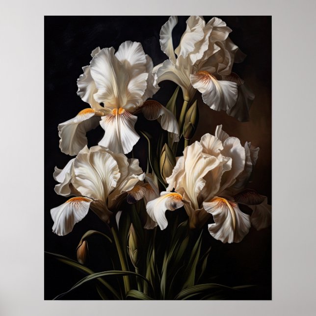 Póster de Impresión Artística de Flores de Iris Bl (Frente)