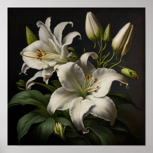 Póster de impresión artística de flores de lirio d