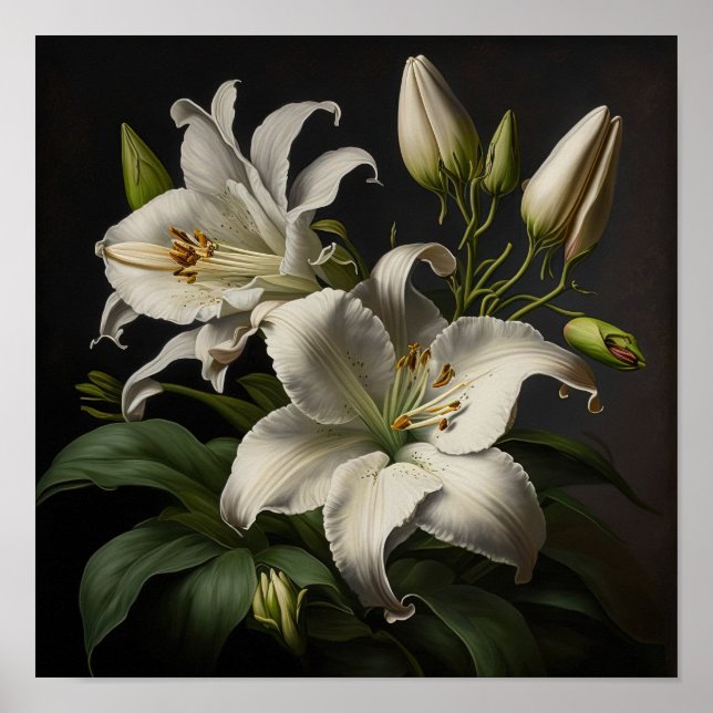 Póster de impresión artística de flores de lirio d (Frente)