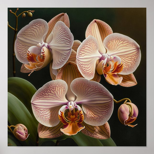 Póster de Impresión Artística de Flores de Orquíde (Frente)