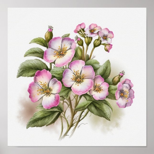 Póster de Impresión Artística de Flores de Primula (Frente)