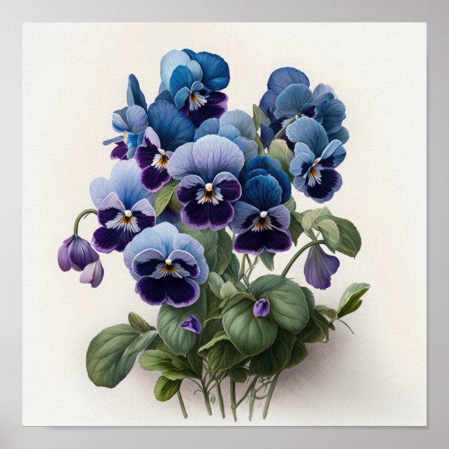 Póster de Impresión Artística de Flores de Violeta (Frente)