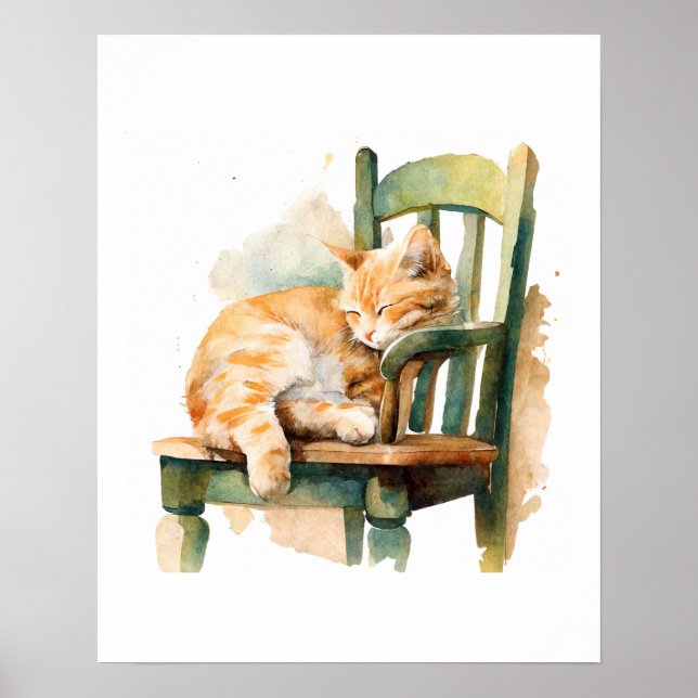 Póster de impresión artística de gato atigrado nar (Frente)