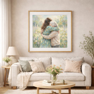 Póster de impresión artística de madre e hija abra