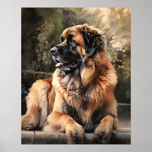 Póster de impresión artística de perro Leonberger (Frente)