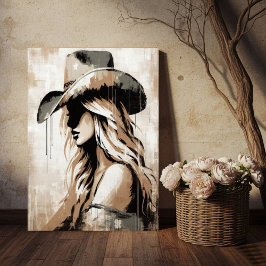 Póster de impresión artística de vaquera pintada a