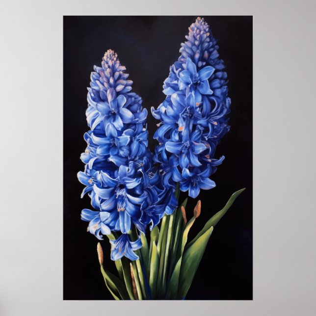 Poster de impresión Blue Hyacinin Flower Art (Frente)