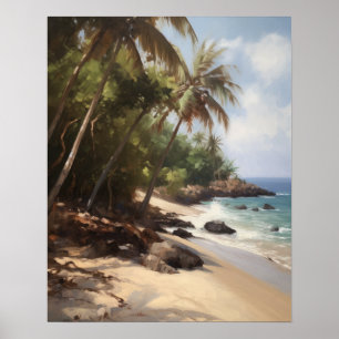 Poster de impresión de arte acuático con palmeras 