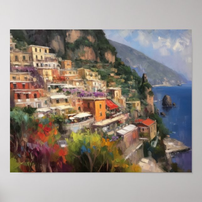 Poster de impresión de arte acuático de Positano I (Frente)