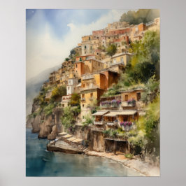 Poster de impresión de arte acuático de Positano I
