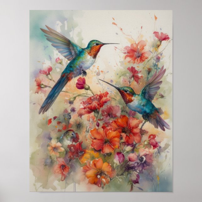 Poster de impresión de arte acuático Hummingbirds (Frente)