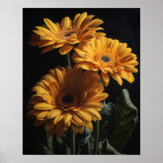 Poster de impresión de arte amarillo Gerbera Daisy
