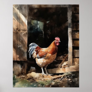 Poster de impresión de arte animal de granja de po