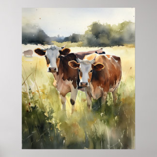 Poster de impresión de arte animal de granja de va